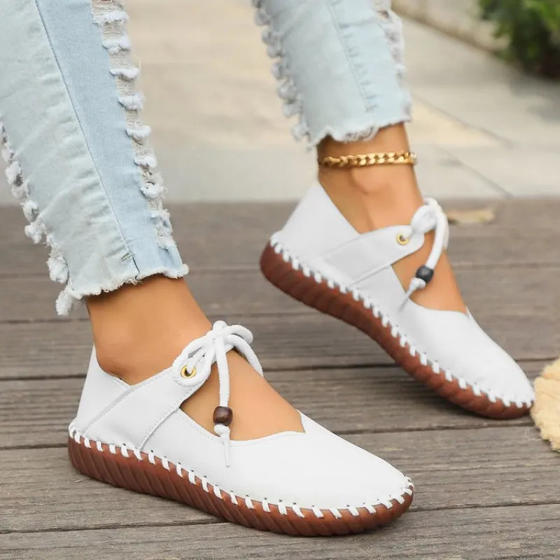 Freizeitschuhe für Damen ⎜ Bequeme Slip-On Schuhe mit Kordelzug und strapazierfähiger Sohle