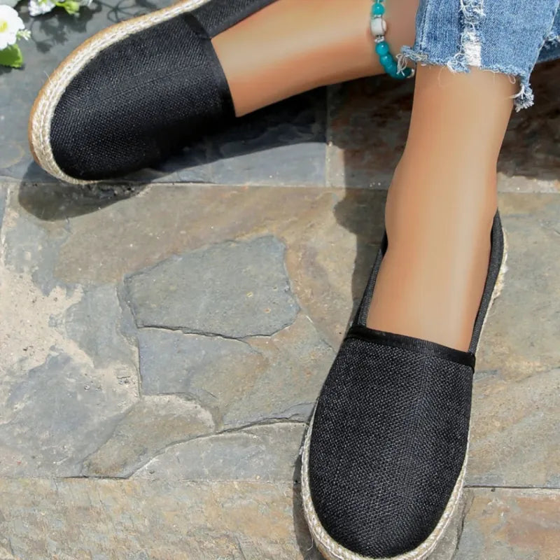 Espadrilles für Damen ⎜ Bequeme Slip-On Schuhe mit Jute-Sohle und klassischem Denim-Design