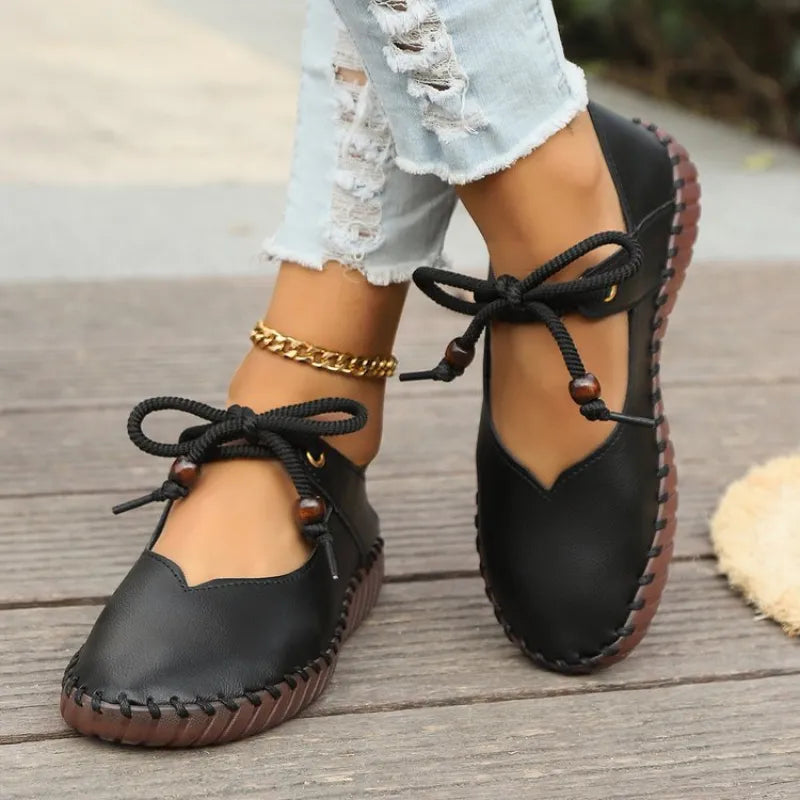 Freizeitschuhe für Damen ⎜ Bequeme Slip-On Schuhe mit Kordelzug und strapazierfähiger Sohle