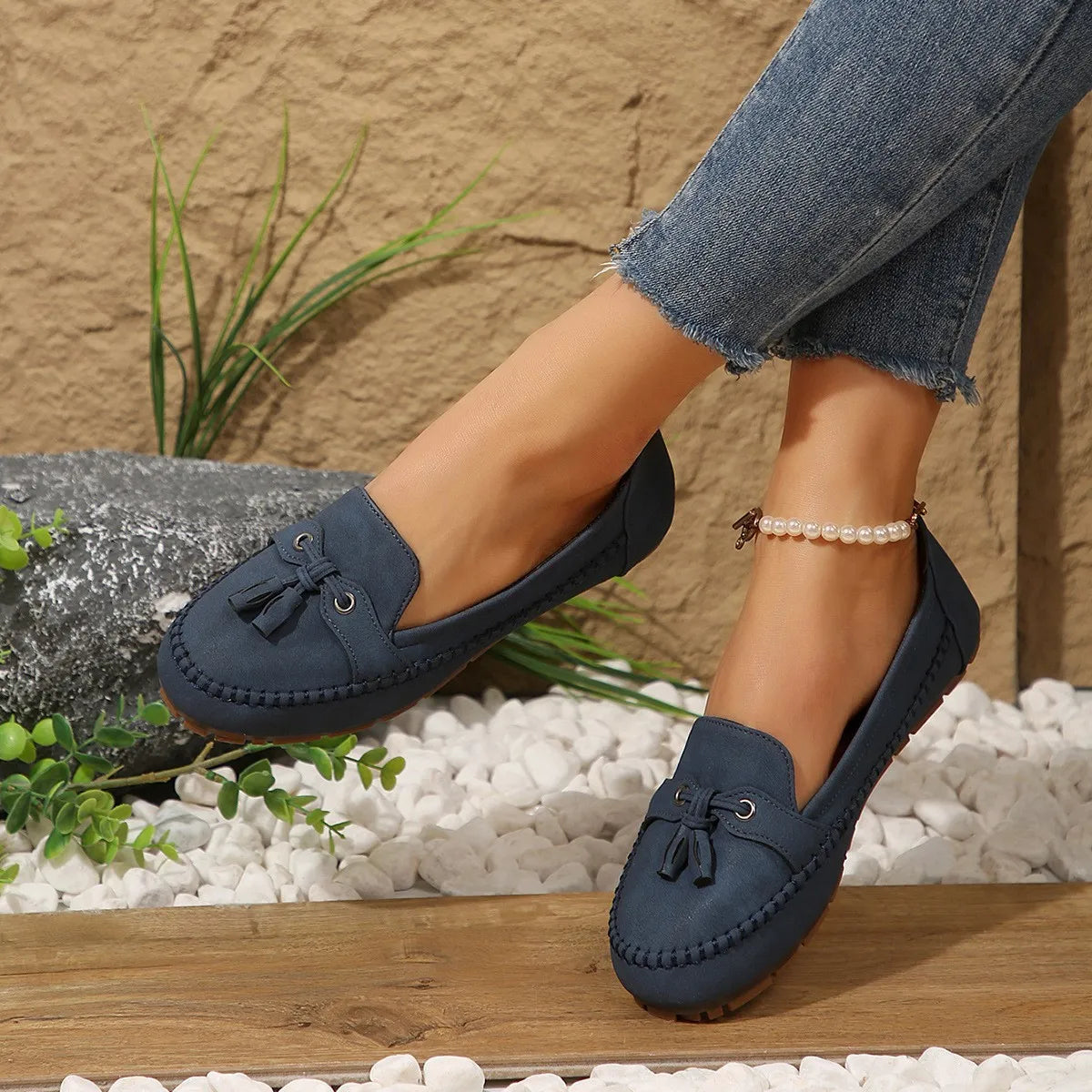 Loafers für Damen ⎜ Bequeme Flats mit Fransen-Detail und rutschfester Sohle