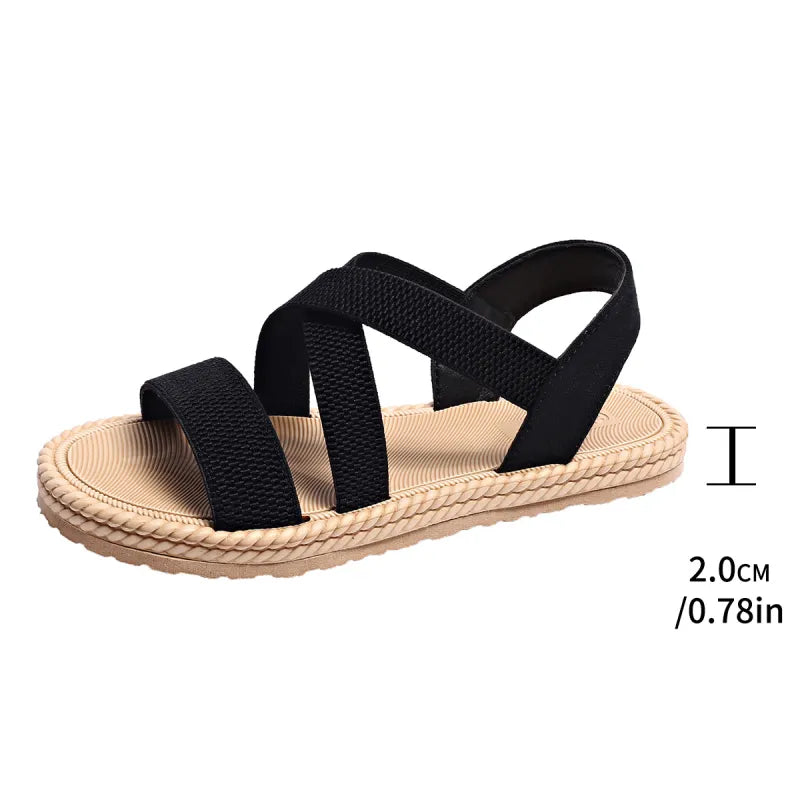Damen Sandalen im Casual-Stil ⎜ Bequeme Schuhe mit elastischen Riemen und modischer Sohle