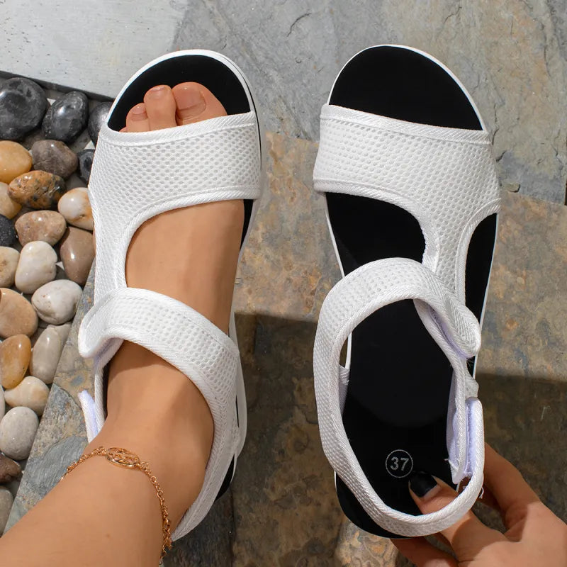 Plattform-Sandalen für Damen ⎜ Komfortable Velcro-Straps mit Zehenfreischnitt für den Sommer