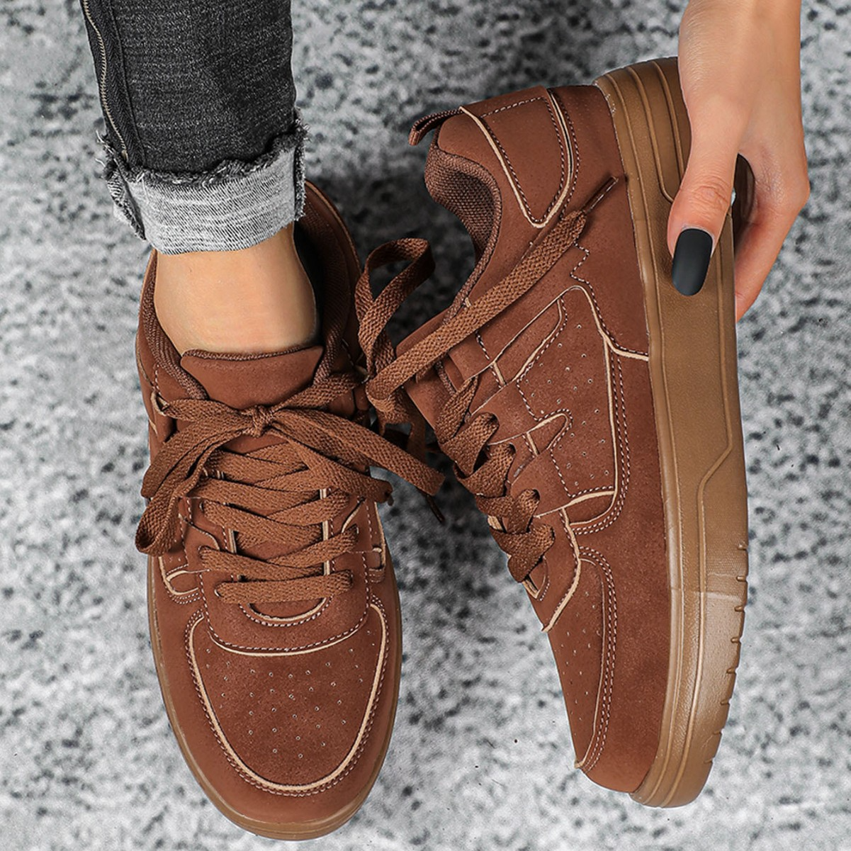 Herren Sneaker ⎜ Bequeme Freizeitschuhe mit dicker Sohle und Vintage-Design für den Alltag