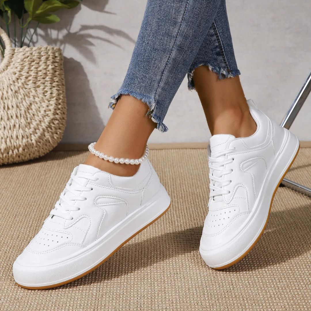 Damen Sneakers ⎜ Bequeme Plateau-Schuhe mit trendigem Design und rutschfester Sohle für den Alltag