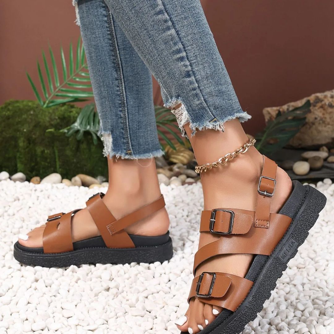 Damen Sportliche Sandalen ⎜ Bequeme Sommerschuhe mit Dicker Sohle und Verstellbaren Schnallen