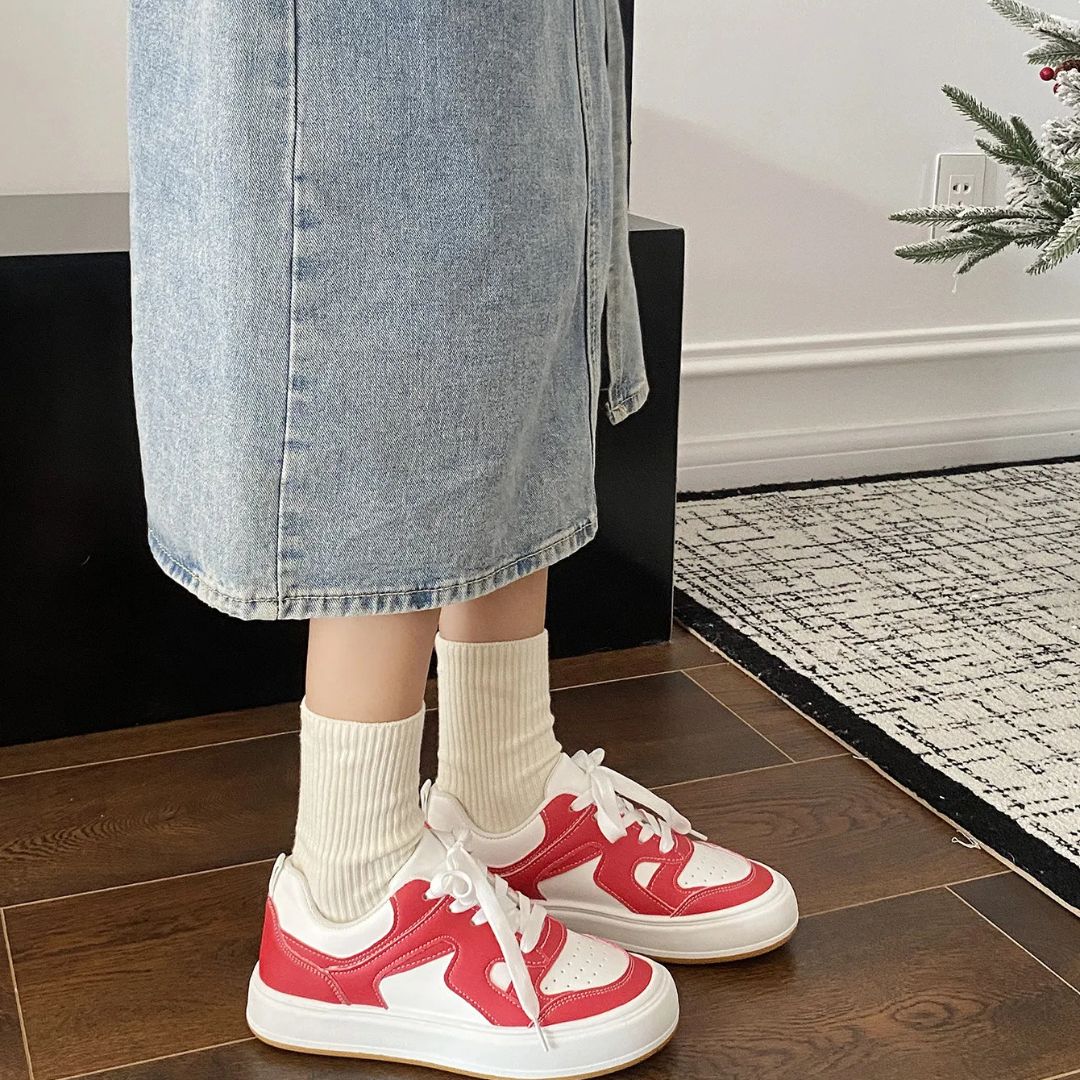 Damen Sneakers ⎜ Bequeme Plateau-Schuhe mit trendigem Design und rutschfester Sohle für den Alltag