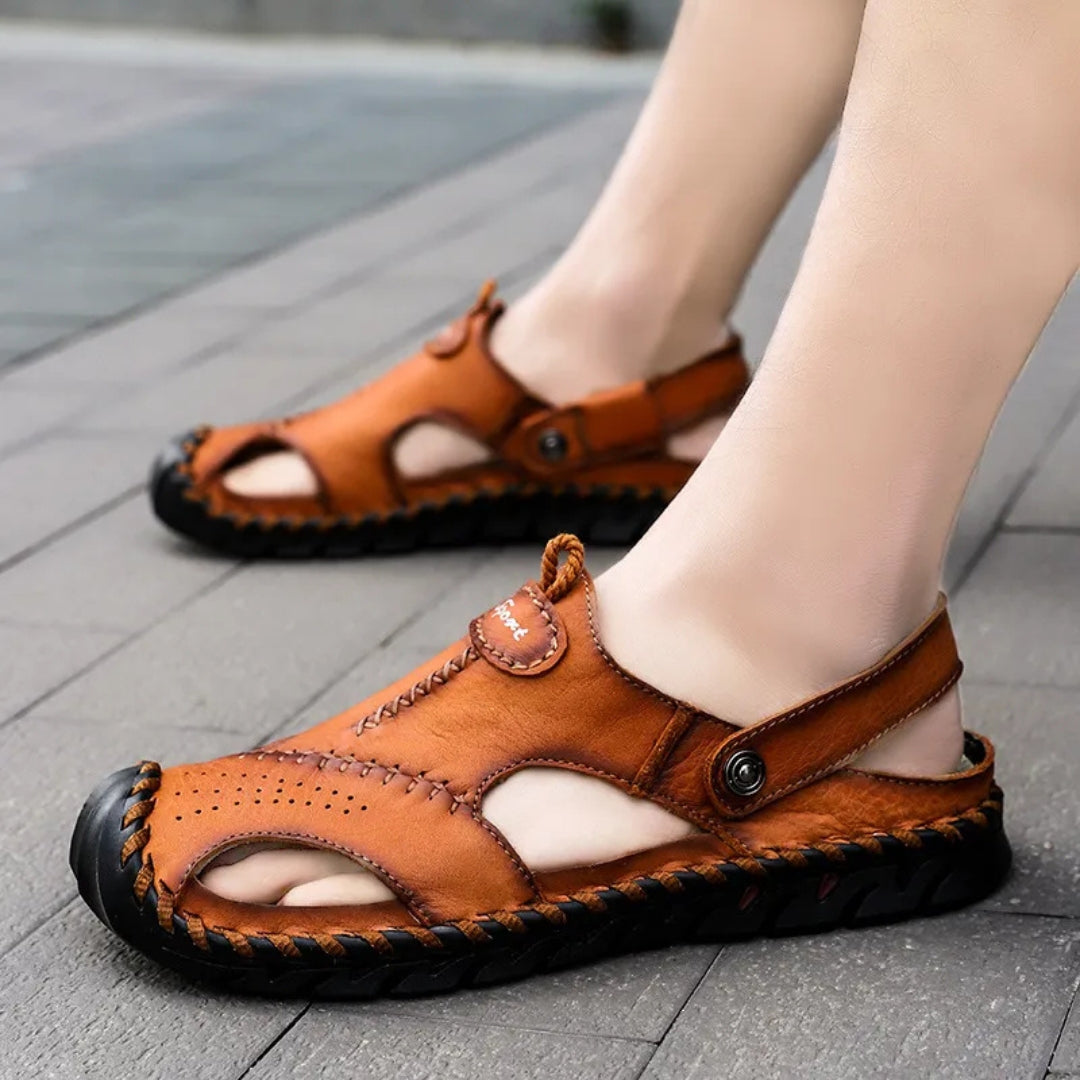 Sommer Slipper für Herren ⎜ Atmungsaktive Lederschuhe In Übergrößen für Strand und Freizeit