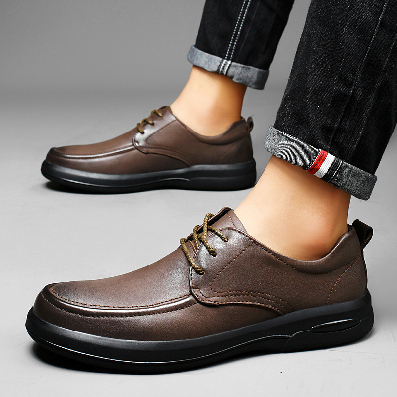 Herren Lederschuhe ⎜ Bequeme Schnürer im Business-Design mit weicher Sohle für den Alltag