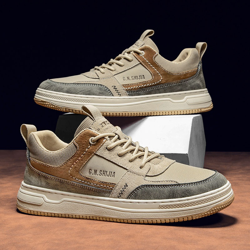 Herren Sneakers ⎜ Modische Freizeitschuhe aus Leder für den Frühling im Retro-Stil