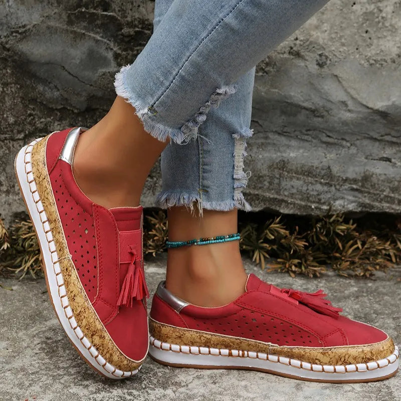 Loafers für Damen ⎜ Bequeme Flats mit Quasten-Detail und elastischem Slip-On Design