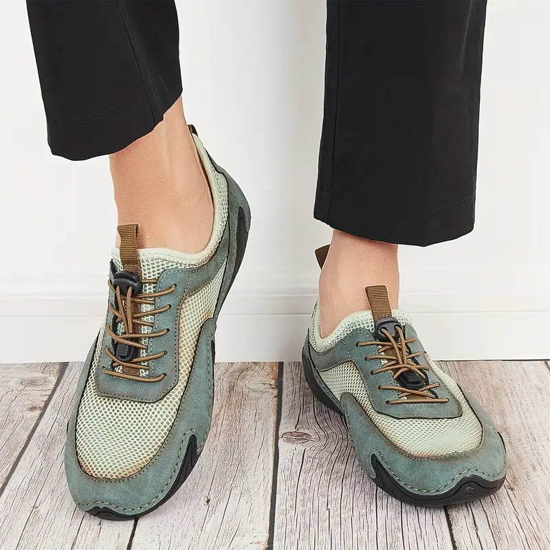 Herren Sportschuhe ⎜ Leichte Freizeit-Schuhe aus Leder mit atmungsaktivem Mesh für Komfort und Bewegung