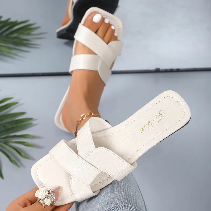 Modische Slipper für Damen ⎜ Bequeme Sommerschuhe mit Quadratzehen für vielseitige Outfits