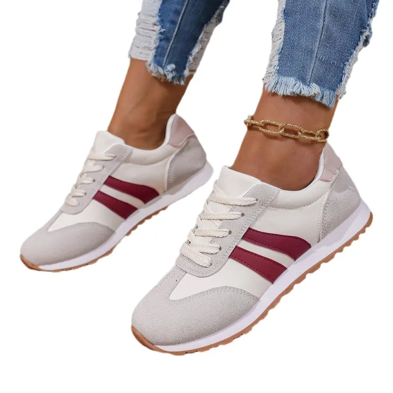 Damen Sneakers ⎜ Modische Schuhe mit Kontraststreifen und bequemer Sohle für Alltag und Freizeit
