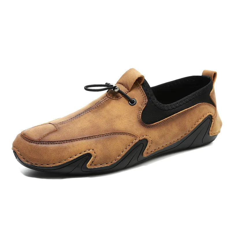 Herren Outdoor Slipper ⎜ Bequeme Trekkingschuhe aus Leder für Alltag und Fahrten