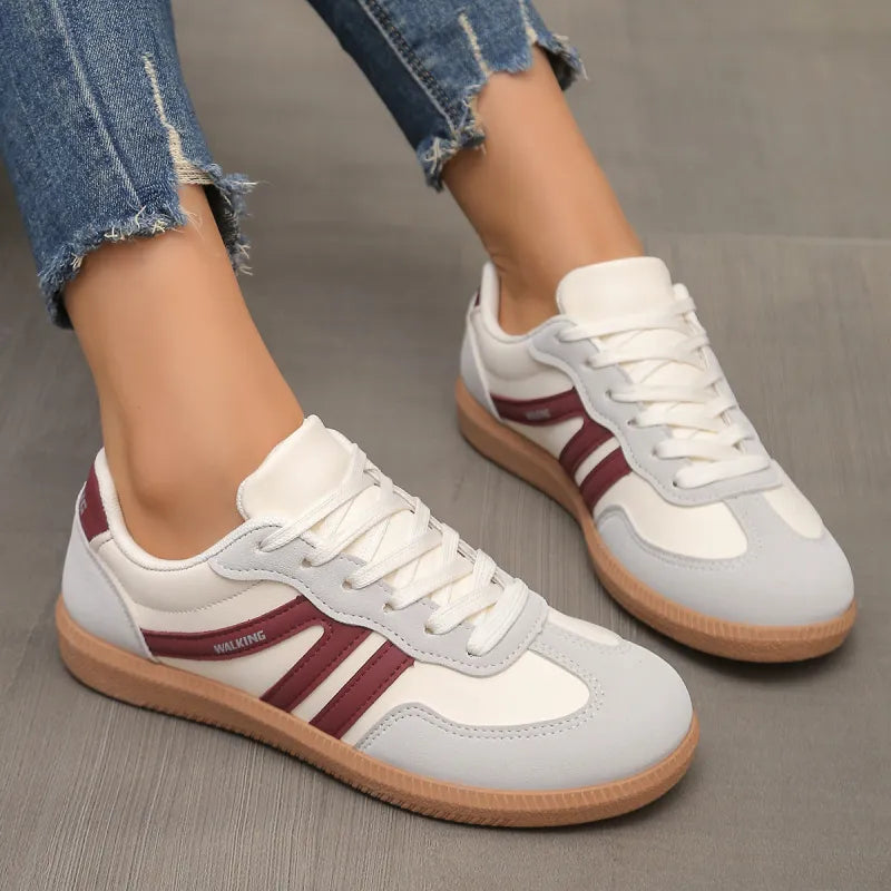 Damen Sneakers ⎜ Bequeme Schuhe mit Kontraststreifen und rutschfester Sohle für den Alltag