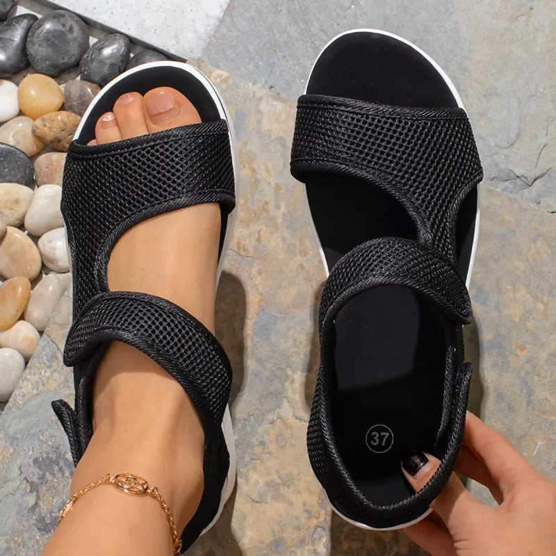 Plattform-Sandalen für Damen ⎜ Komfortable Velcro-Straps mit Zehenfreischnitt für den Sommer