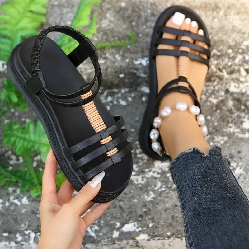 Keilsandaletten für Damen ⎜ Bequeme Plateauschuhe mit Keilabsatz und erhöhter Sohle für große Größen