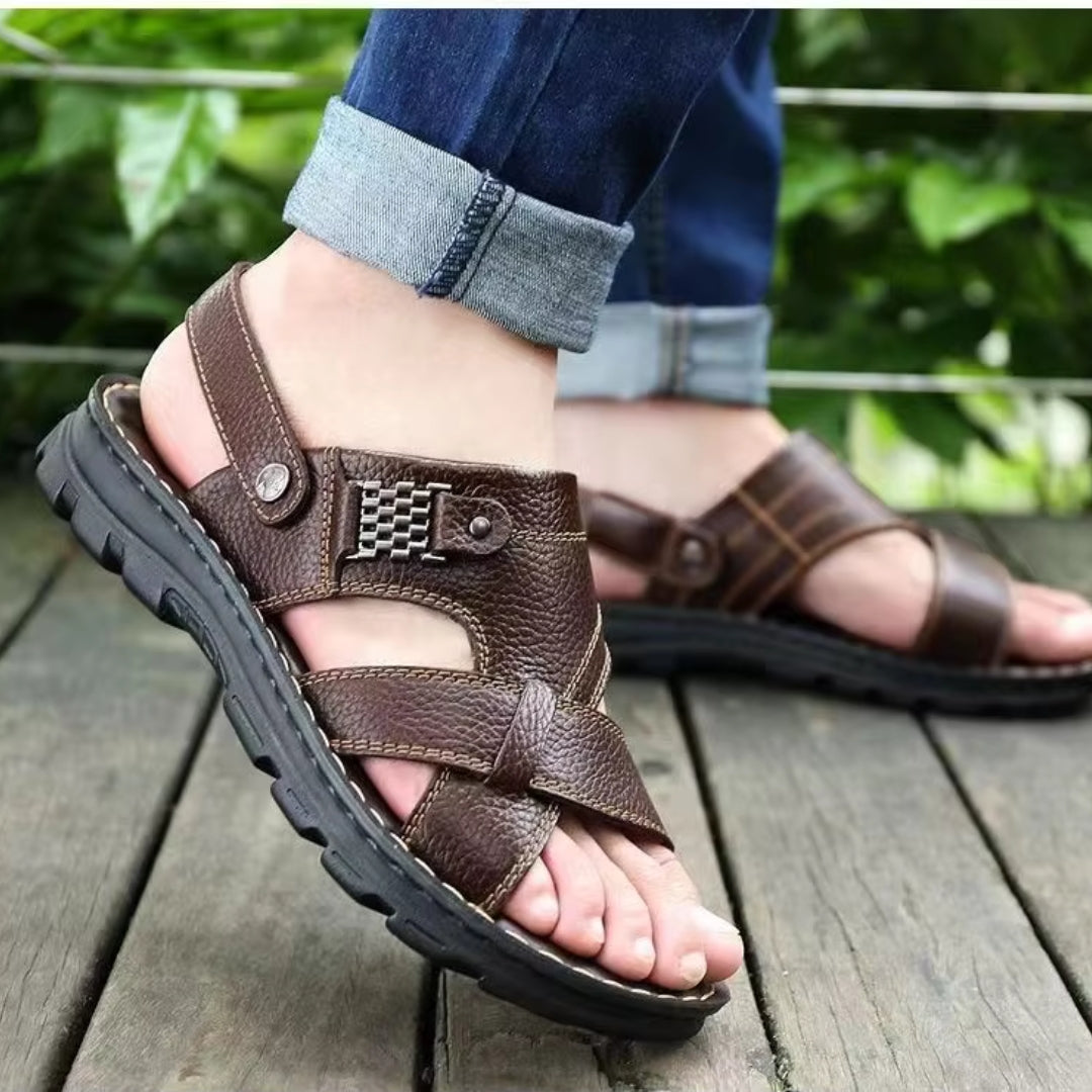 Lederschlappen für Herren ⎜ Bequeme Rutschfeste und Strapazierfähige Strandschuhe