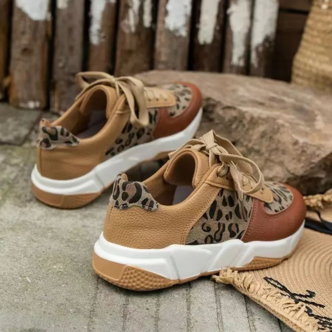 Damen Sneakers ⎜ Bequeme Schnürschuhe mit Camouflage-Muster und dickem Sohlenprofil für den Alltag
