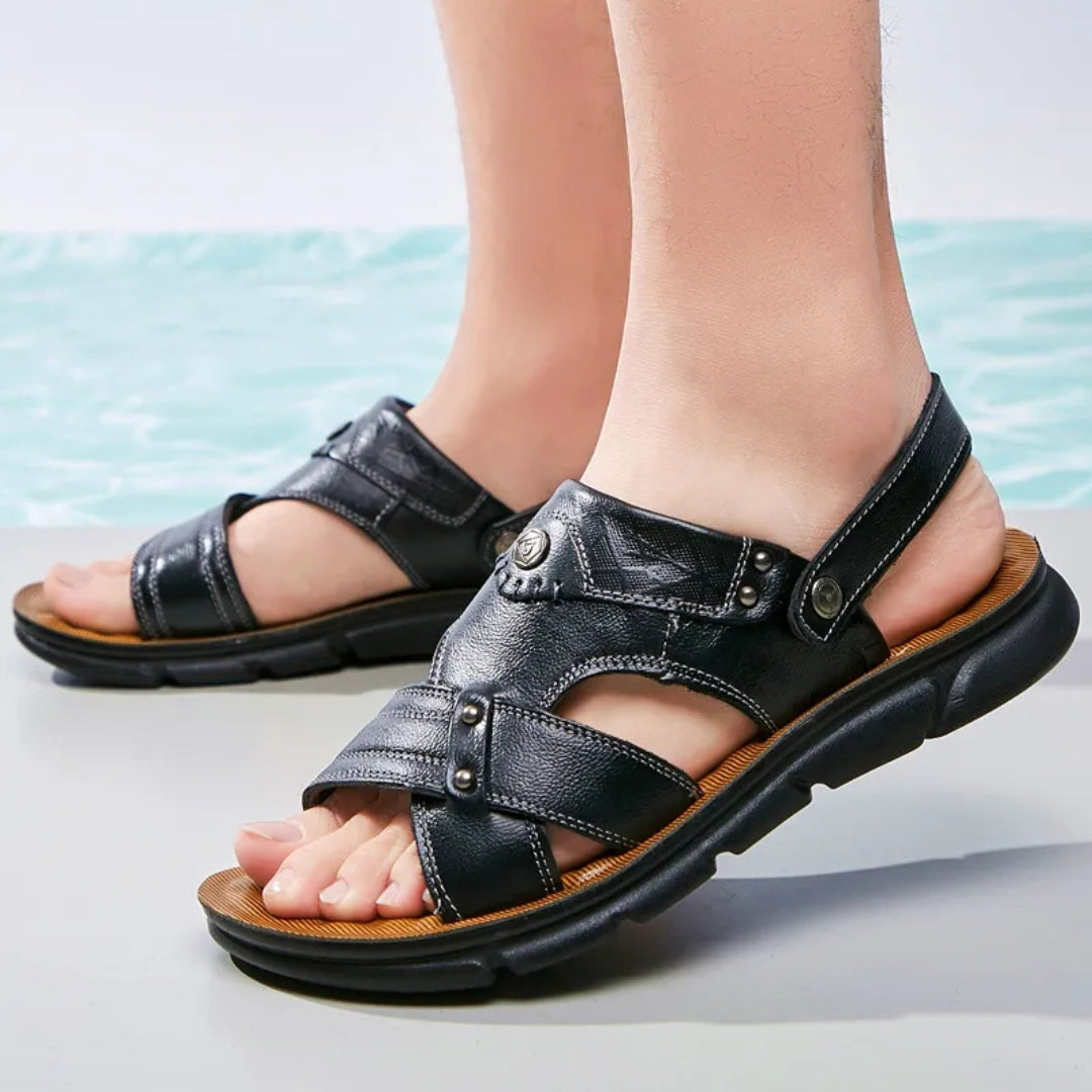 Lederslipper für Herren ⎜ Vielseitige Strandsandalen für Outdoor-Aktivitäten