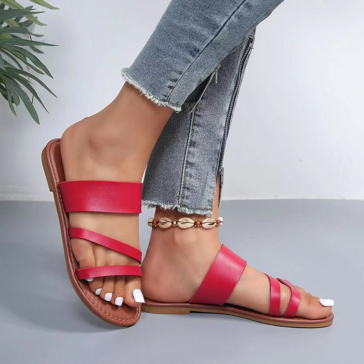 Bequeme Sandalen für Damen ⎜ Schlanke Slip-ons mit verstellbaren Riemen für den Sommer