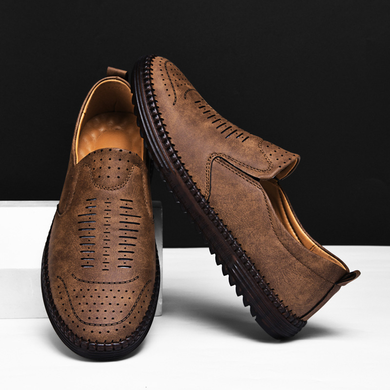 Herren Slip-On Schuhe ⎜ Bequeme Freizeit-Schuhe aus hochwertigem Leder für den Alltag