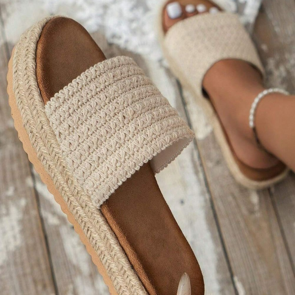 Sandalen für Damen ⎜ Bequeme Schuhe mit Hanfseil-Design und Muffin-Sohle für den Sommer