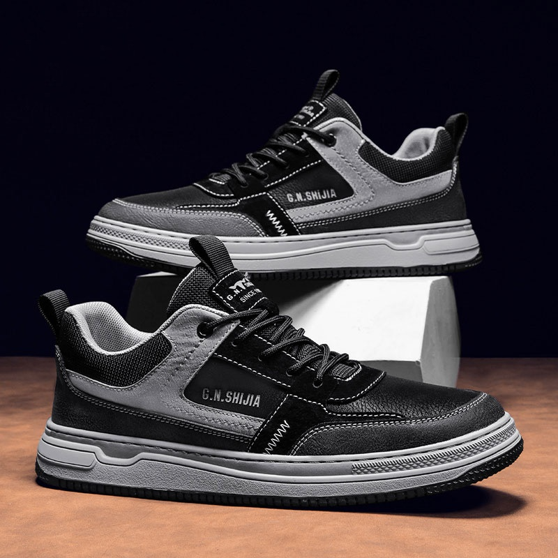 Herren Sneakers ⎜ Modische Freizeitschuhe aus Leder für den Frühling im Retro-Stil