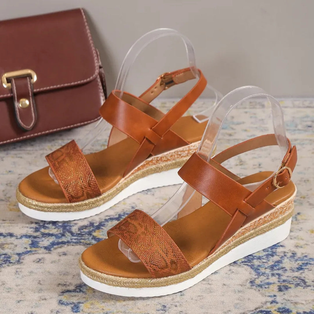Keilsandalen für Damen ⎜ Bequeme Sommerschuhe mit Breiten Riemen und Weicher Sohle für Sicheren Halt