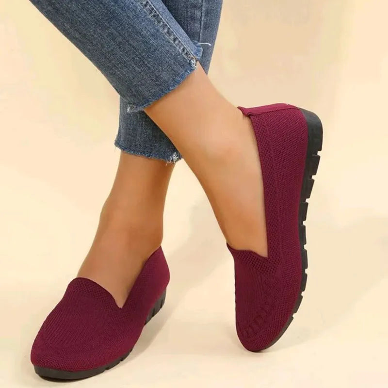 Flache Mesh-Slipper für Damen ⎜ Bequeme Schuhe mit Rundem Zehenbereich für Alltag und Komfort