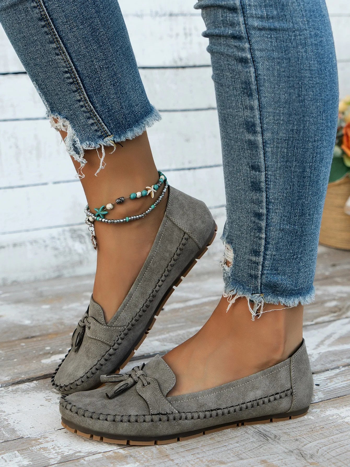 Loafers für Damen ⎜ Bequeme Flats mit Fransen-Detail und rutschfester Sohle