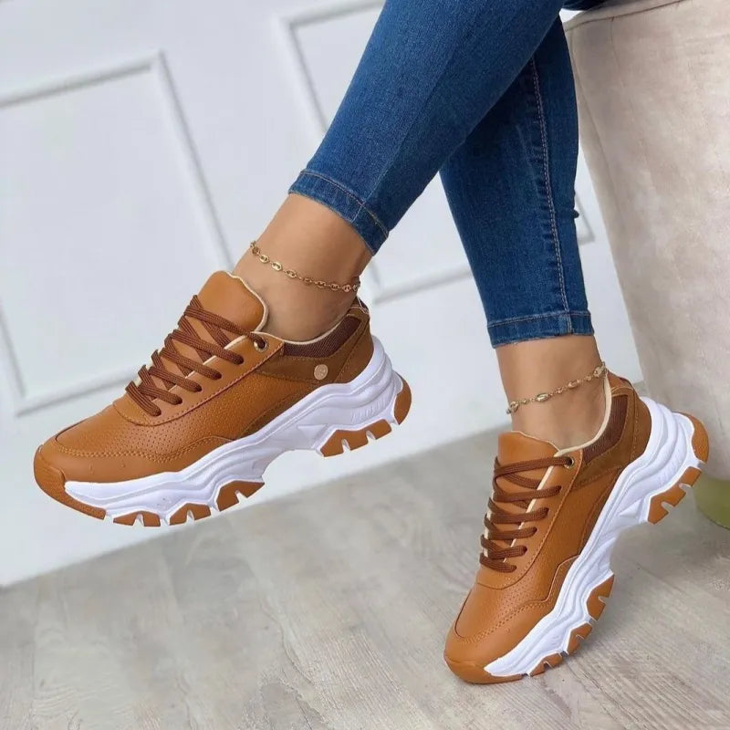 Plattform-Sneaker für Damen ⎜ Bequeme Schuhe mit Klassischem Design und Modischer Sohle für Alltag