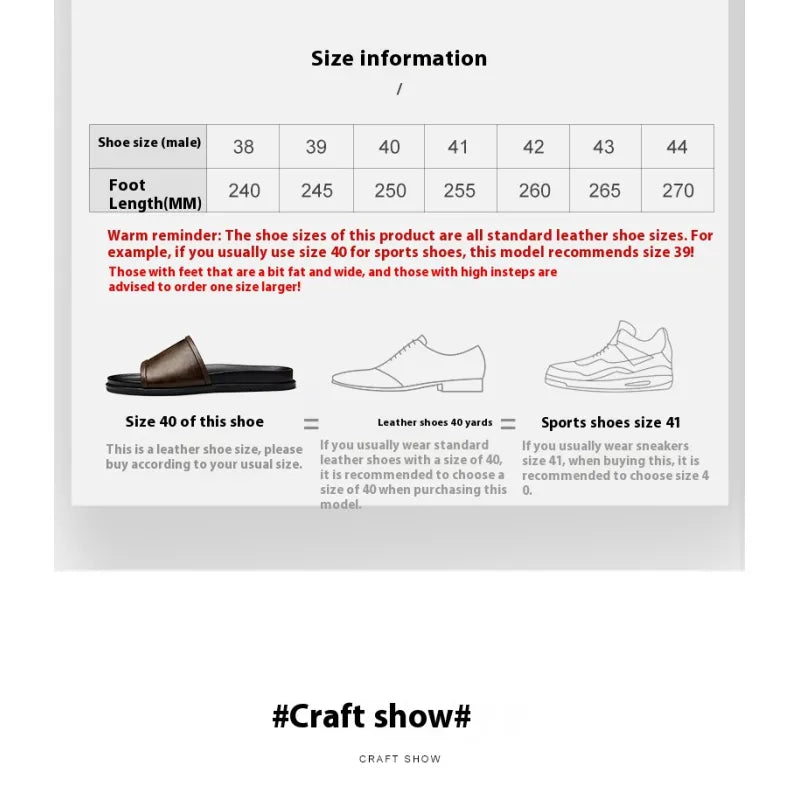 Herren Slipper aus echtem Leder ⎜Bequeme Sommer-Sandalen mit rutschfester Sohle für Outdoor-Aktivitäten