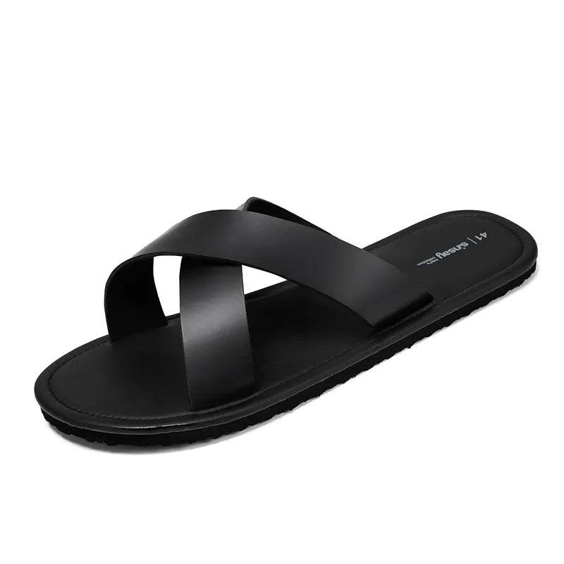 Leichte Slipper für Herren ⎜ Bequeme, Schwarze Freizeitschuhe mit Weicher Sohle
