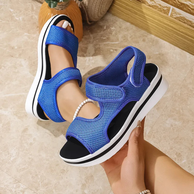 Plattform-Sandalen für Damen ⎜ Komfortable Velcro-Straps mit Zehenfreischnitt für den Sommer