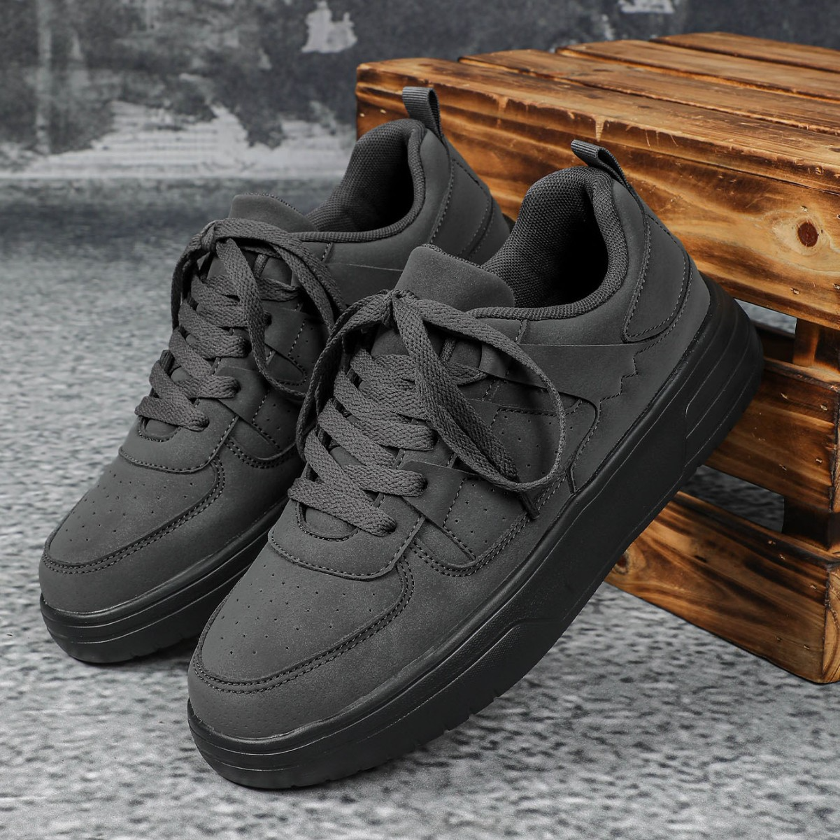 Herren Sneaker ⎜ Bequeme Freizeitschuhe mit dicker Sohle und Vintage-Design für den Alltag