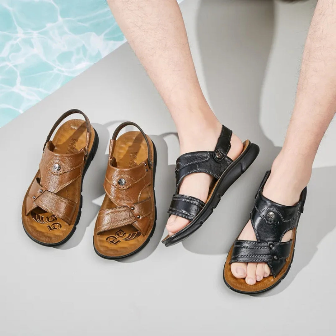 Lederslipper für Herren ⎜ Vielseitige Strandsandalen für Outdoor-Aktivitäten