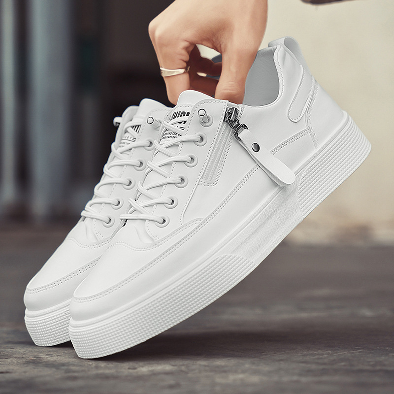 Herren Slip-On Sneakers ⎜ Bequeme Freizeit-Schuhe aus Kunstleder mit modischem Reißverschluss-Design