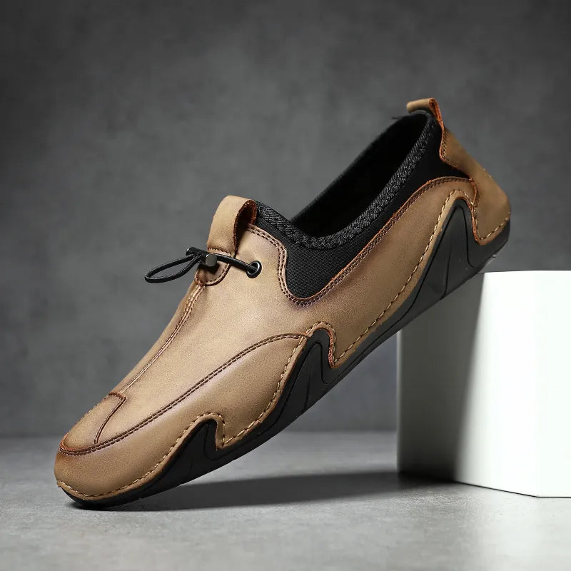 Herren Outdoor Slipper ⎜ Bequeme Trekkingschuhe aus Leder für Alltag und Fahrten