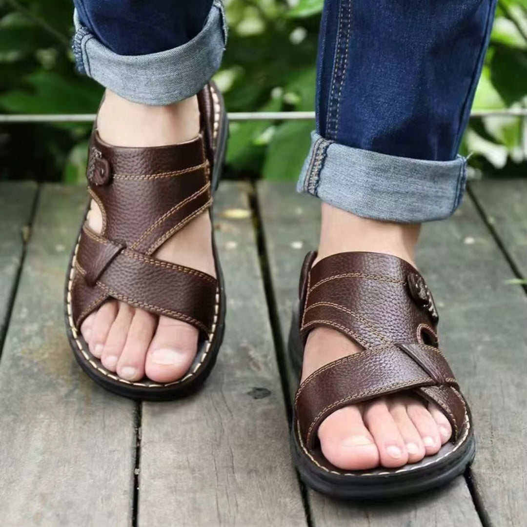 Lederschlappen für Herren ⎜ Bequeme Rutschfeste und Strapazierfähige Strandschuhe