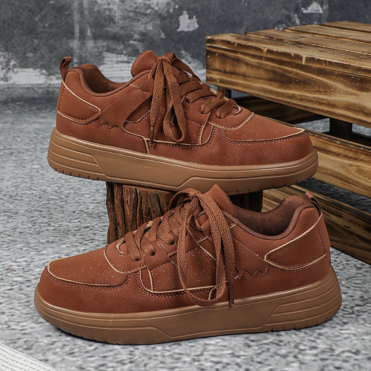 Herren Sneaker ⎜ Bequeme Freizeitschuhe mit dicker Sohle und Vintage-Design für den Alltag