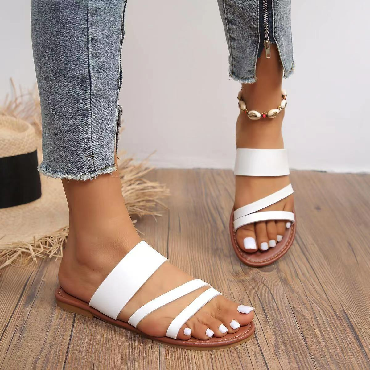 Bequeme Sandalen für Damen ⎜ Schlanke Slip-ons mit verstellbaren Riemen für den Sommer