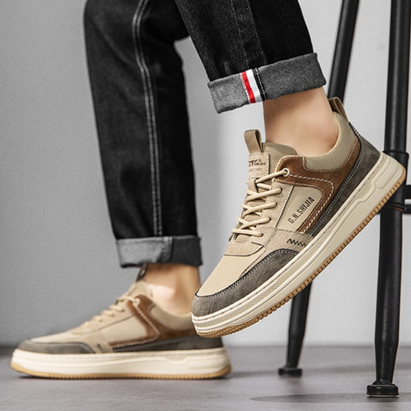 Herren Sneakers ⎜ Modische Freizeitschuhe aus Leder für den Frühling im Retro-Stil