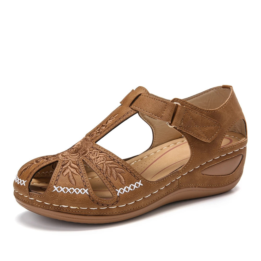 Damen Casual-Sandalen ⎜ Rutschfest mit Weicher Leichtsohle und Retro-Design für Alltag & Freizeit