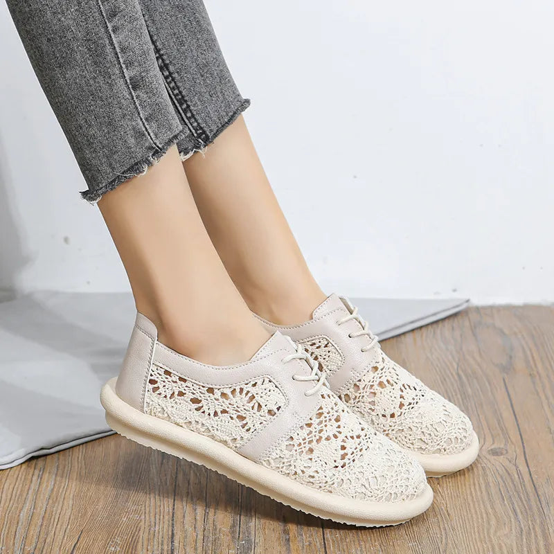 Sneaker für Damen ⎜ Bequeme Flats mit atmungsaktivem Mesh und komfortabler Sohle