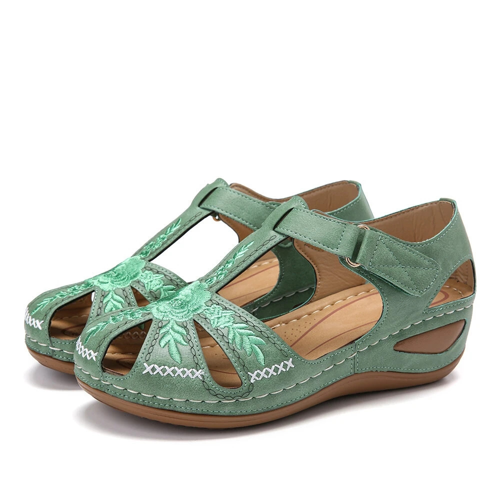 Damen Casual-Sandalen ⎜ Rutschfest mit Weicher Leichtsohle und Retro-Design für Alltag & Freizeit