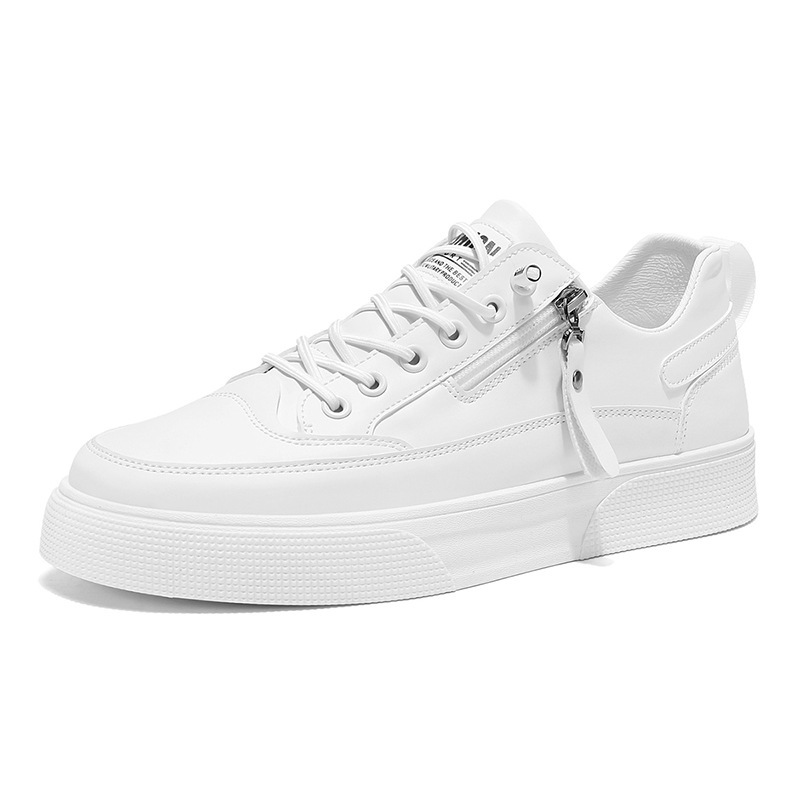 Herren Slip-On Sneakers ⎜ Bequeme Freizeit-Schuhe aus Kunstleder mit modischem Reißverschluss-Design