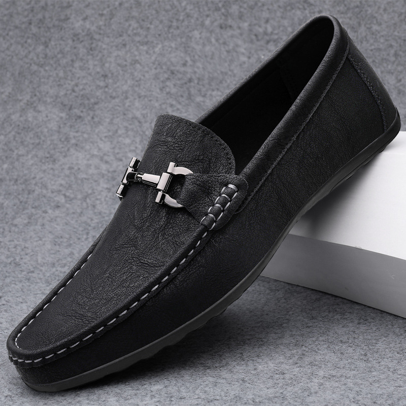 Herren Mokassin-Schuhe ⎜ Komfortable Slip-On Schuhe aus hochwertigem Leder mit eleganter Schnalle