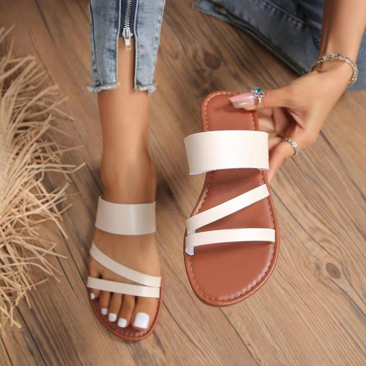 Bequeme Sandalen für Damen ⎜ Schlanke Slip-ons mit verstellbaren Riemen für den Sommer