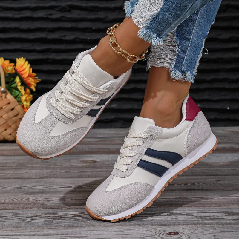 Damen Sneakers ⎜ Modische Schuhe mit Kontraststreifen und bequemer Sohle für Alltag und Freizeit